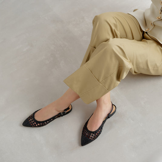 Ballerine slingback intrecciate nero