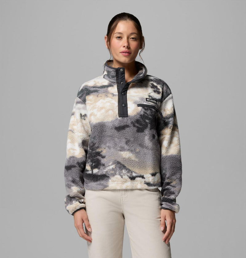 Carica immagine in Galleria Viewer, Pile cropped stampato con abbottonatura corta a pressione Helvetia™ II da donna