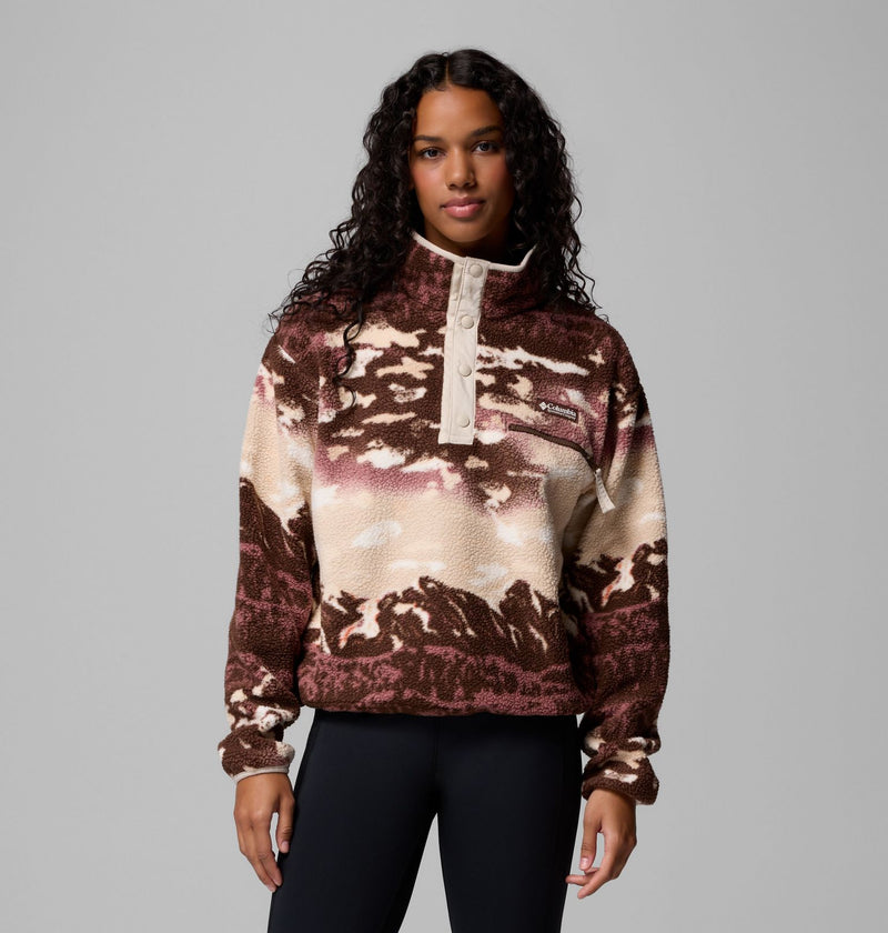 Carica immagine in Galleria Viewer, Pile cropped stampato con abbottonatura corta a pressione Helvetia™ II da donna
