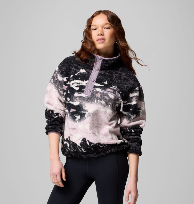 Carica immagine in Galleria Viewer, Pile cropped stampato con abbottonatura corta a pressione Helvetia™ II da donna