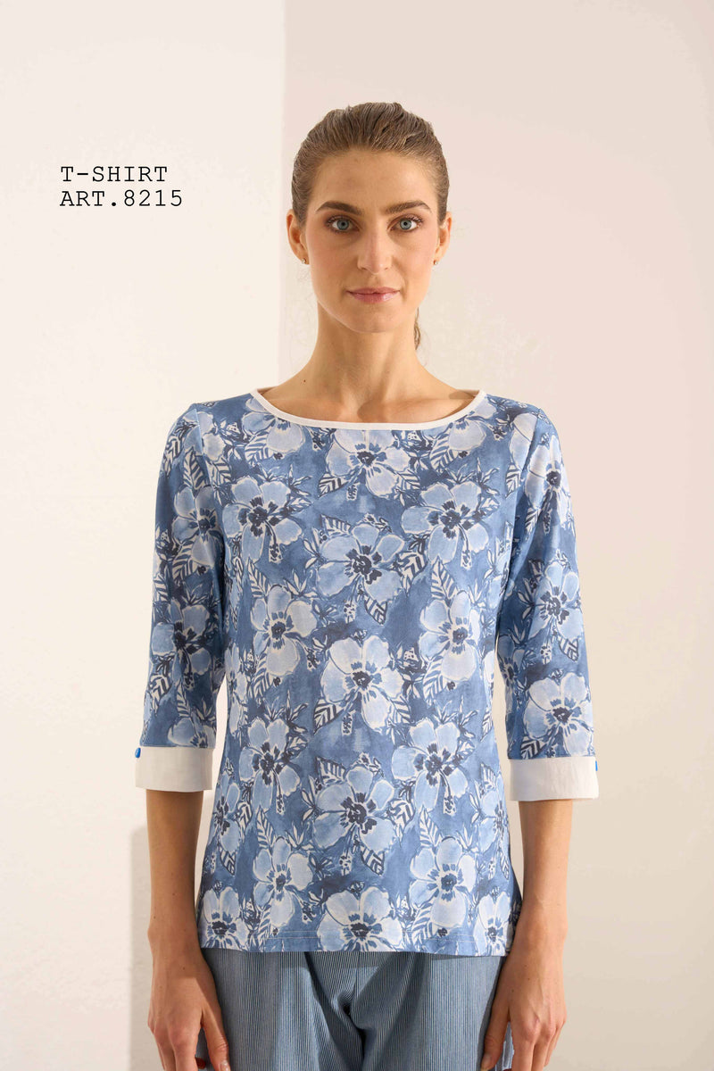 Carica immagine in Galleria Viewer, T-SHIRT DONNA HAITI AZZURRO