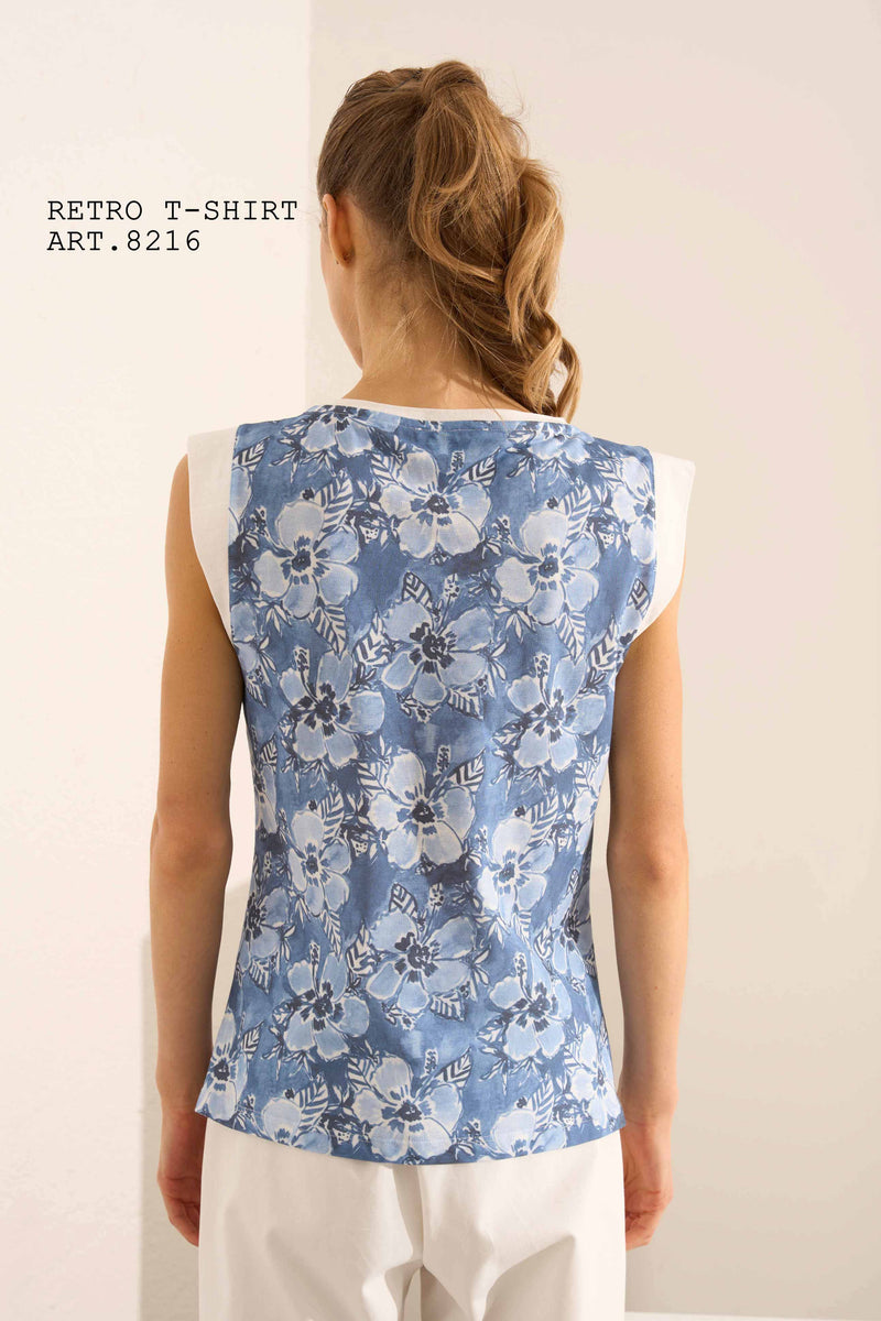 Carica immagine in Galleria Viewer, TOP CON MANICA AD ALETTA HAITI AZZURRO