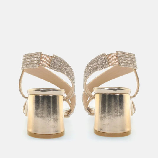 Sandali tacco blocco fasce strass