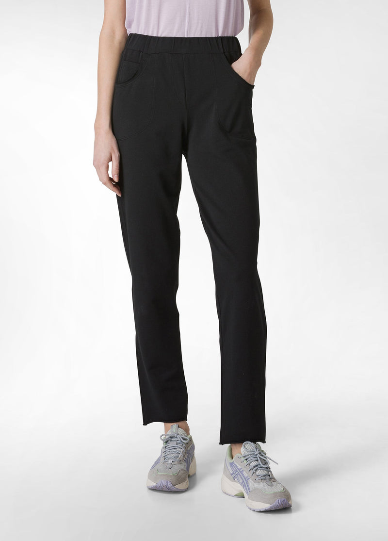 Carica immagine in Galleria Viewer, PANTALONE SLIM FIT IN FELPA LEGGERA NERO