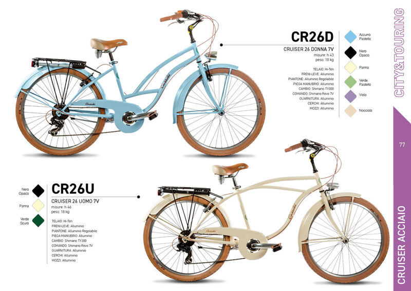 Carica immagine in Galleria Viewer, Bici Donna Cruiser 26'' 7V Acciaio Cicli Casadei