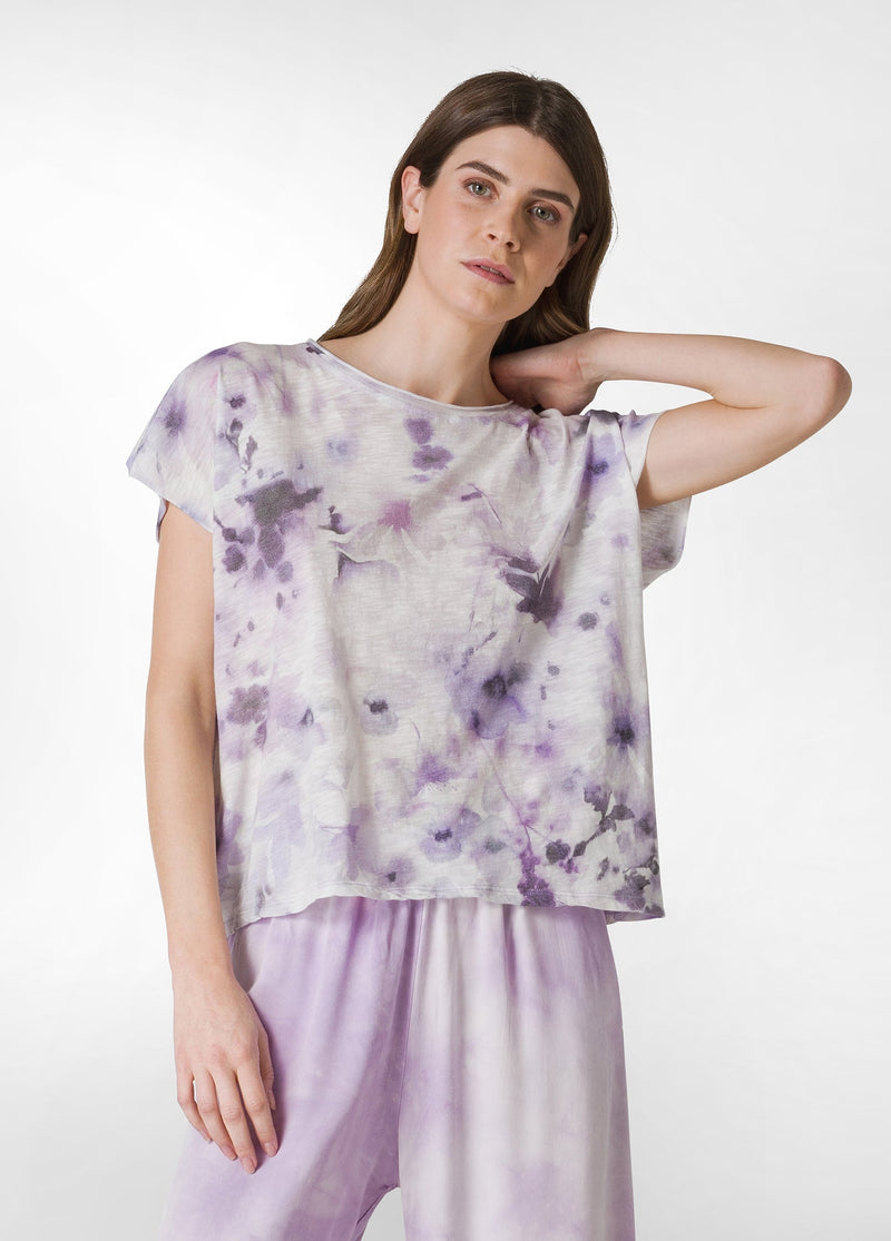 Carica immagine in Galleria Viewer, T-SHIRT YOGA STAMPATA IN JERSEY FIAMMATO VIOLA