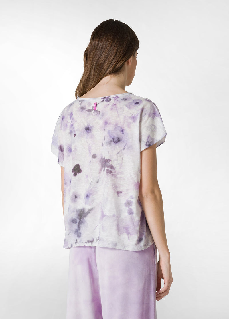 Carica immagine in Galleria Viewer, T-SHIRT YOGA STAMPATA IN JERSEY FIAMMATO VIOLA