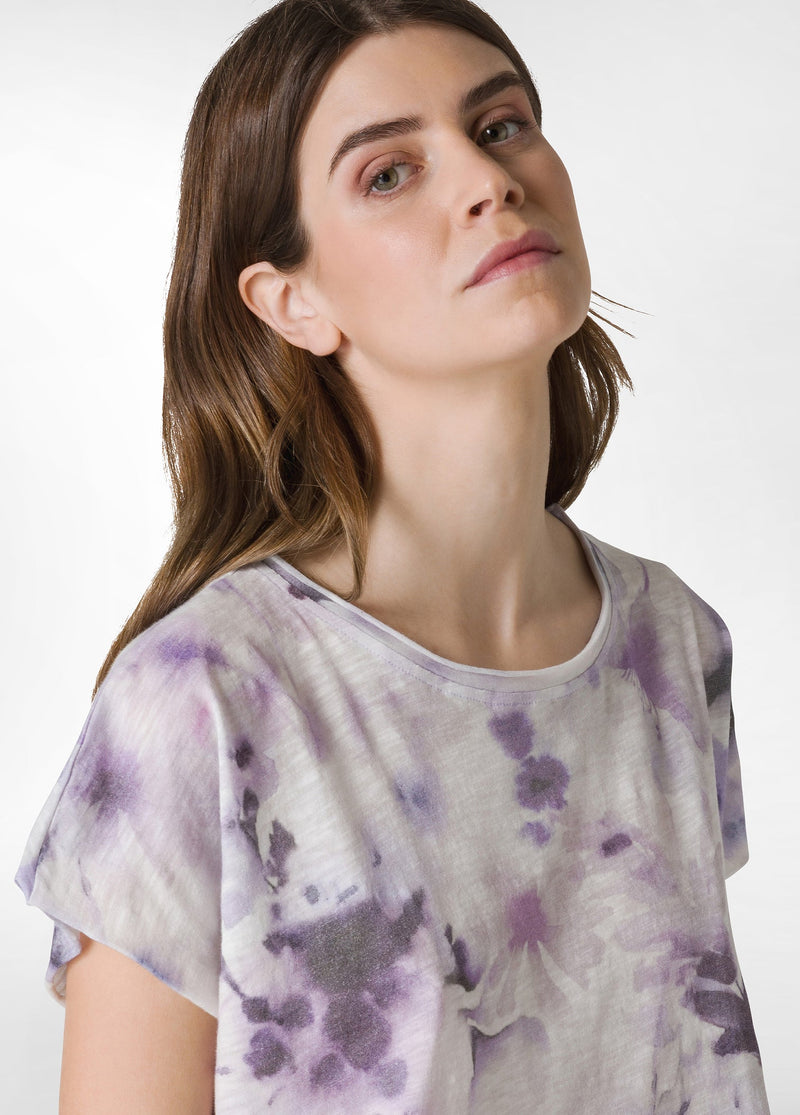 Carica immagine in Galleria Viewer, T-SHIRT YOGA STAMPATA IN JERSEY FIAMMATO VIOLA