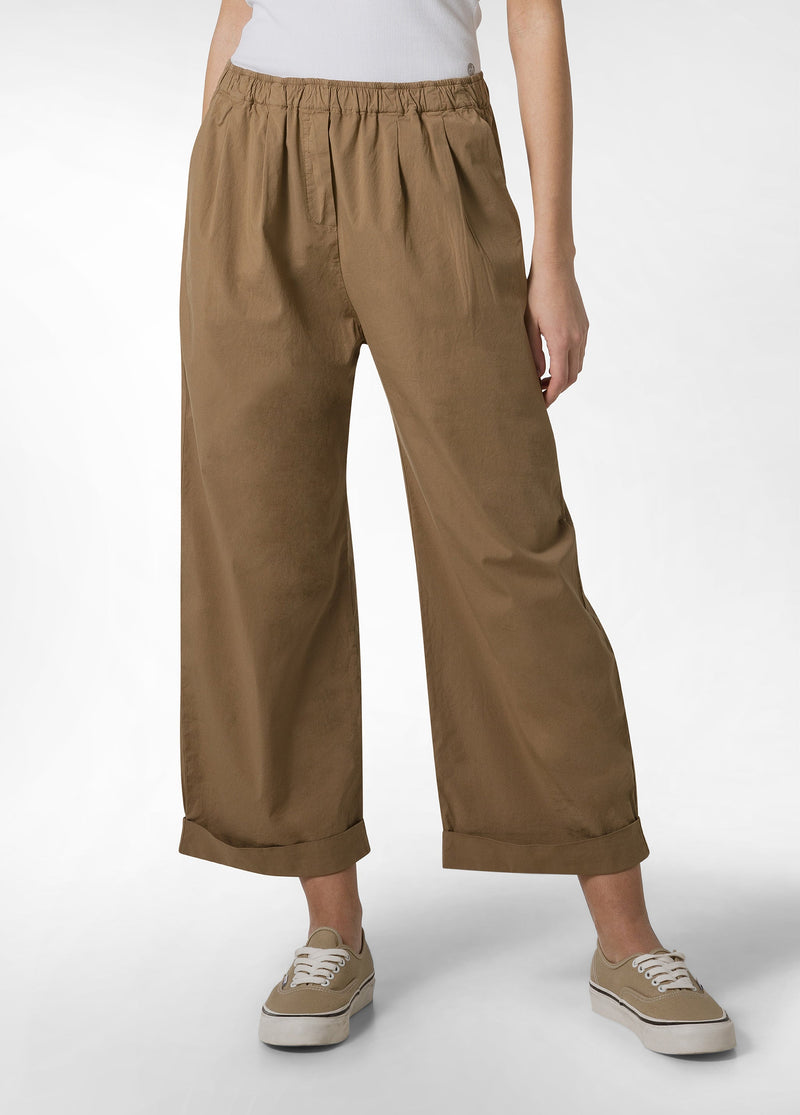 Carica immagine in Galleria Viewer, PANTALONE RELAXED IN POPELINE MARRONE