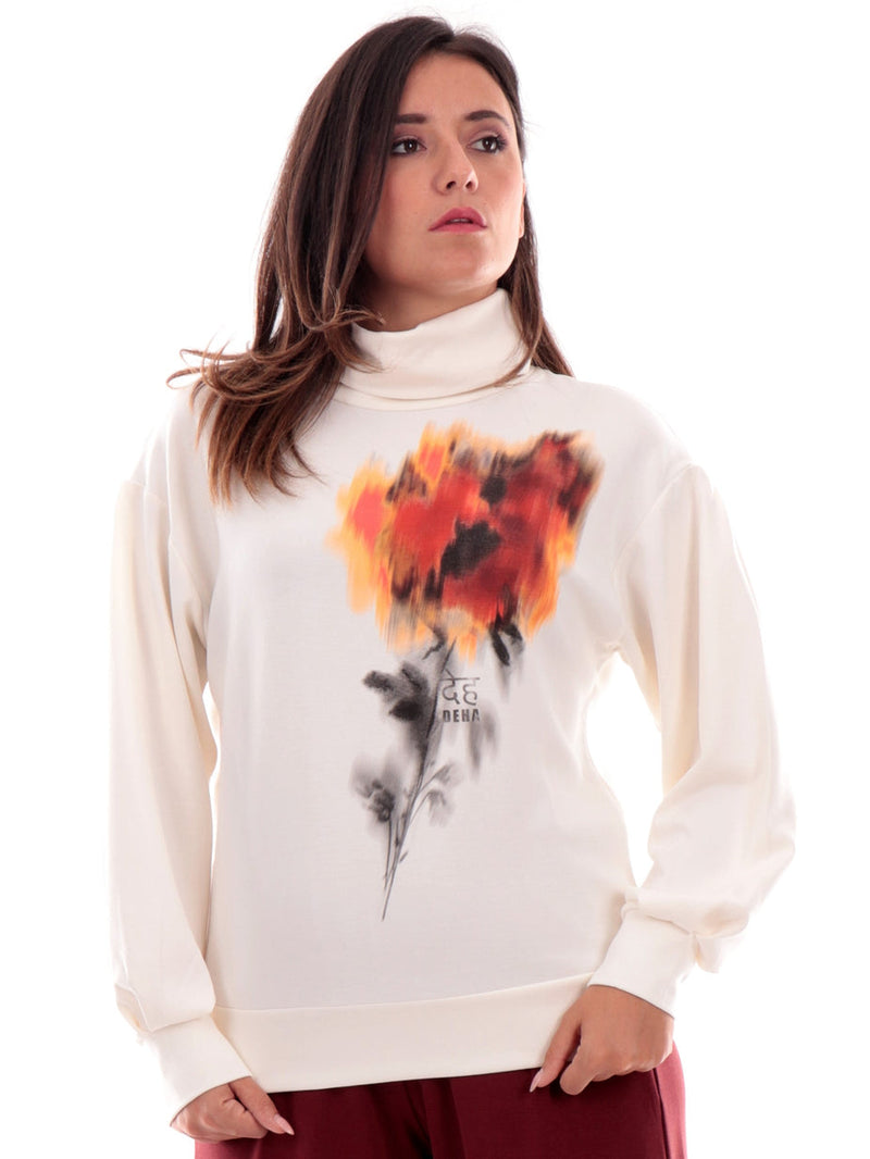 Carica immagine in Galleria Viewer, FELPA CAPPUCCIO CON STAMPA BIANCA DEHA