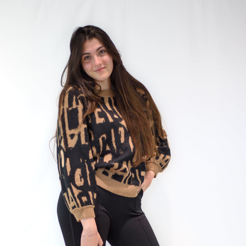 Carica immagine in Galleria Viewer, PULLOVER CON SCRITTE JACQUARD