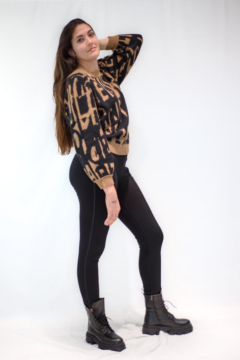 Carica immagine in Galleria Viewer, PULLOVER CON SCRITTE JACQUARD