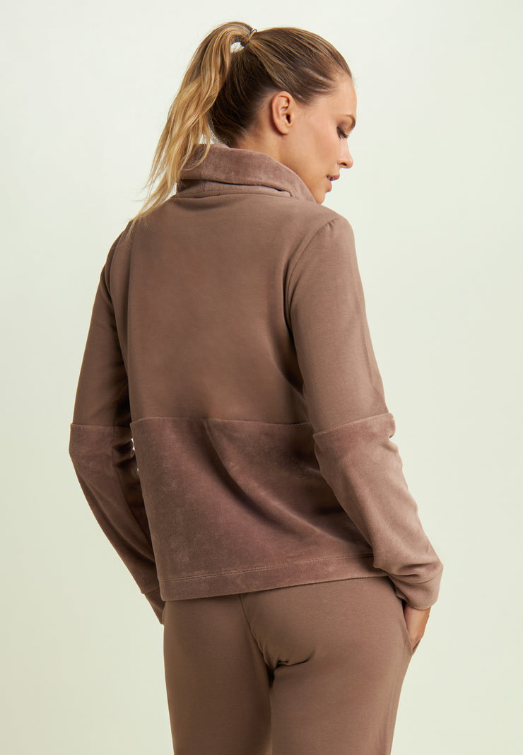 Carica immagine in Galleria Viewer, Felpa da donna con fondo e collo alto in velluto
