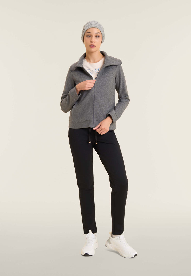 Carica immagine in Galleria Viewer, Felpa donna full-zip effetto tricot con collo alto