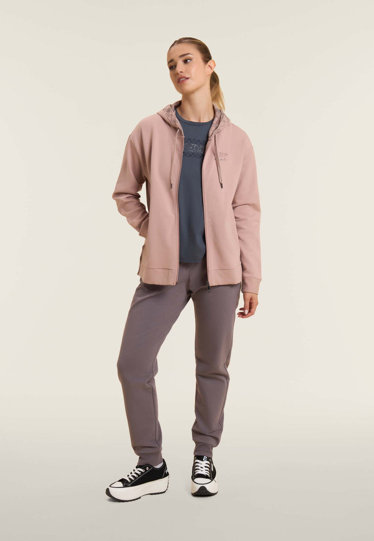 Carica immagine in Galleria Viewer, Felpa con cappuccio foderato fantasia e zip frontale