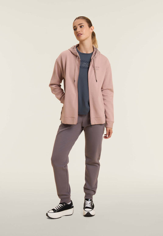 Felpa con cappuccio foderato fantasia e zip frontale