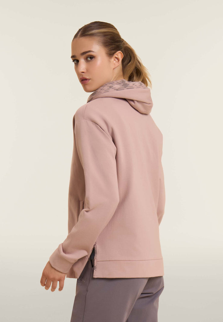 Carica immagine in Galleria Viewer, Felpa con cappuccio foderato fantasia e zip frontale