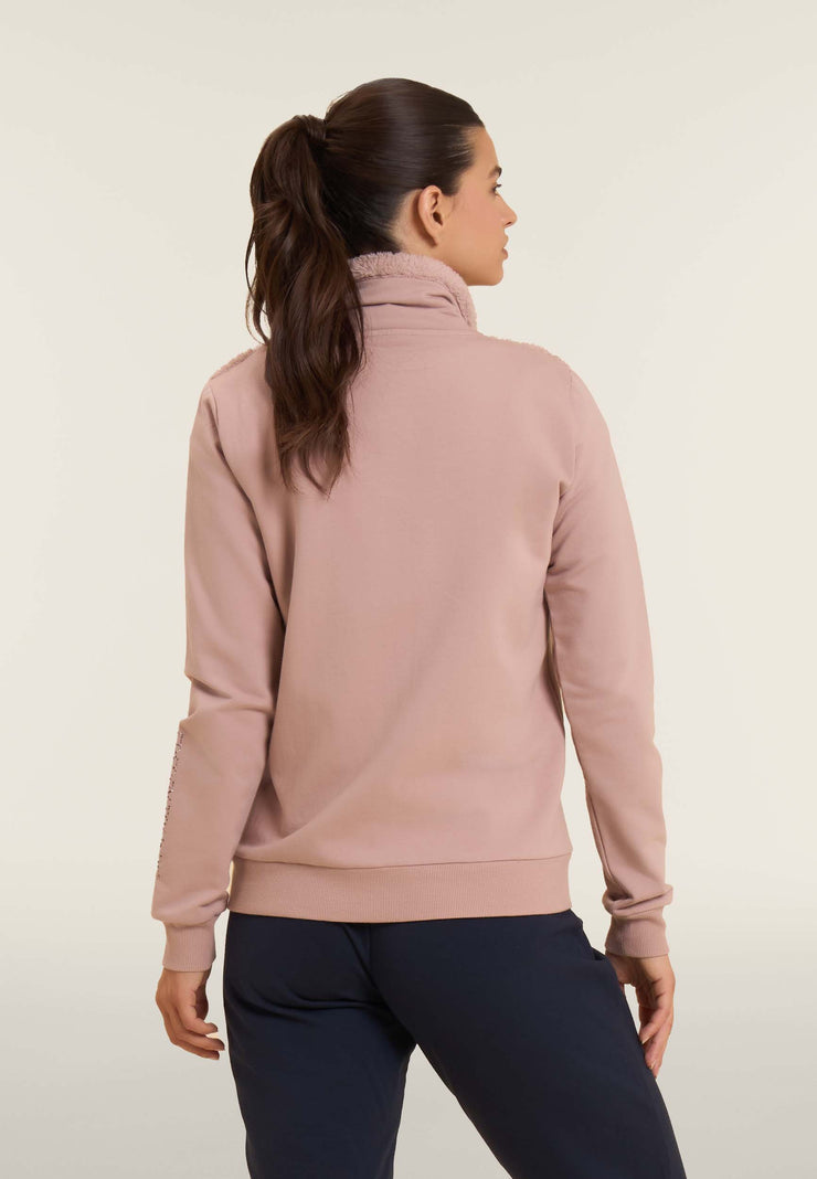 Carica immagine in Galleria Viewer, Felpa con zip, collo e fronte in sherpa, logo borchie