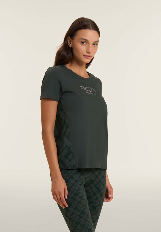 T-shirt raglan con inserto geometrico