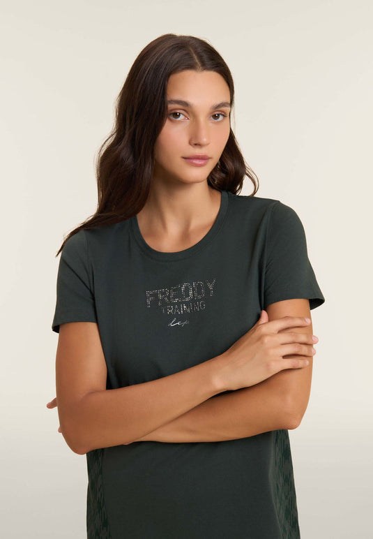 T-shirt raglan con inserto geometrico