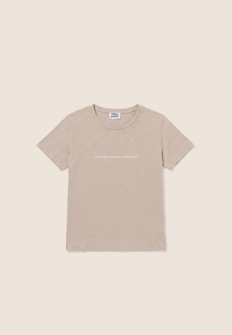 Carica immagine in Galleria Viewer, T-shirt Regular Donna con Logo Decorato da Borchie