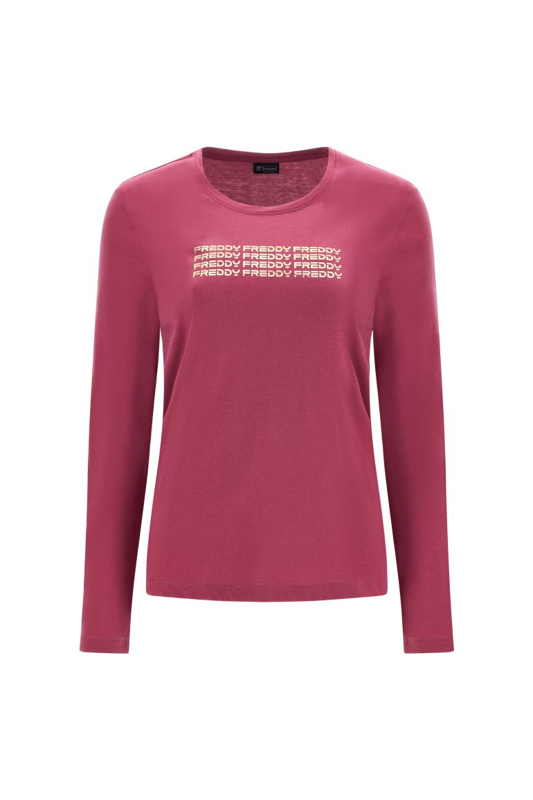 Carica immagine in Galleria Viewer, T-shirt manica lunga con logo ripetuto color bronzo