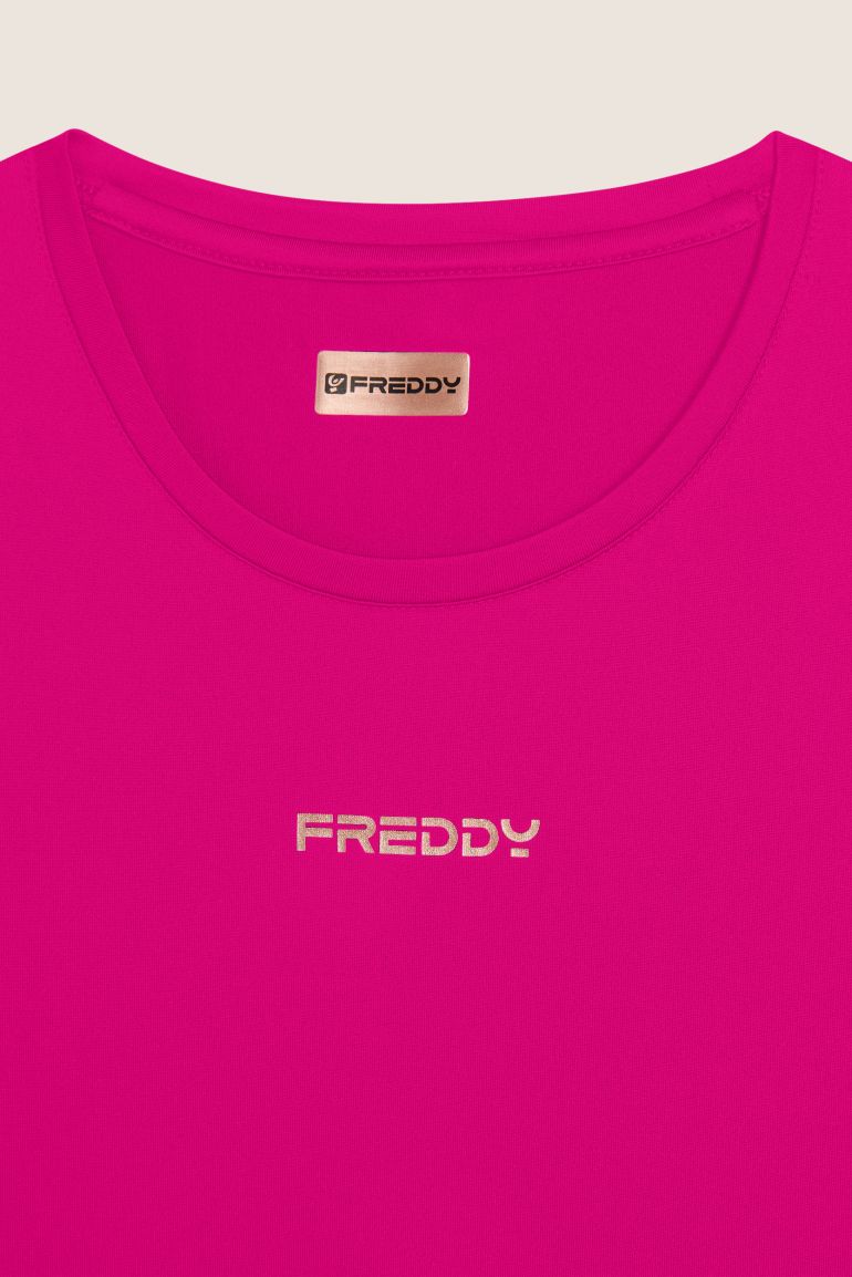 Carica immagine in Galleria Viewer, T-shirt sportiva in tessuto tecnico con logo bronzo