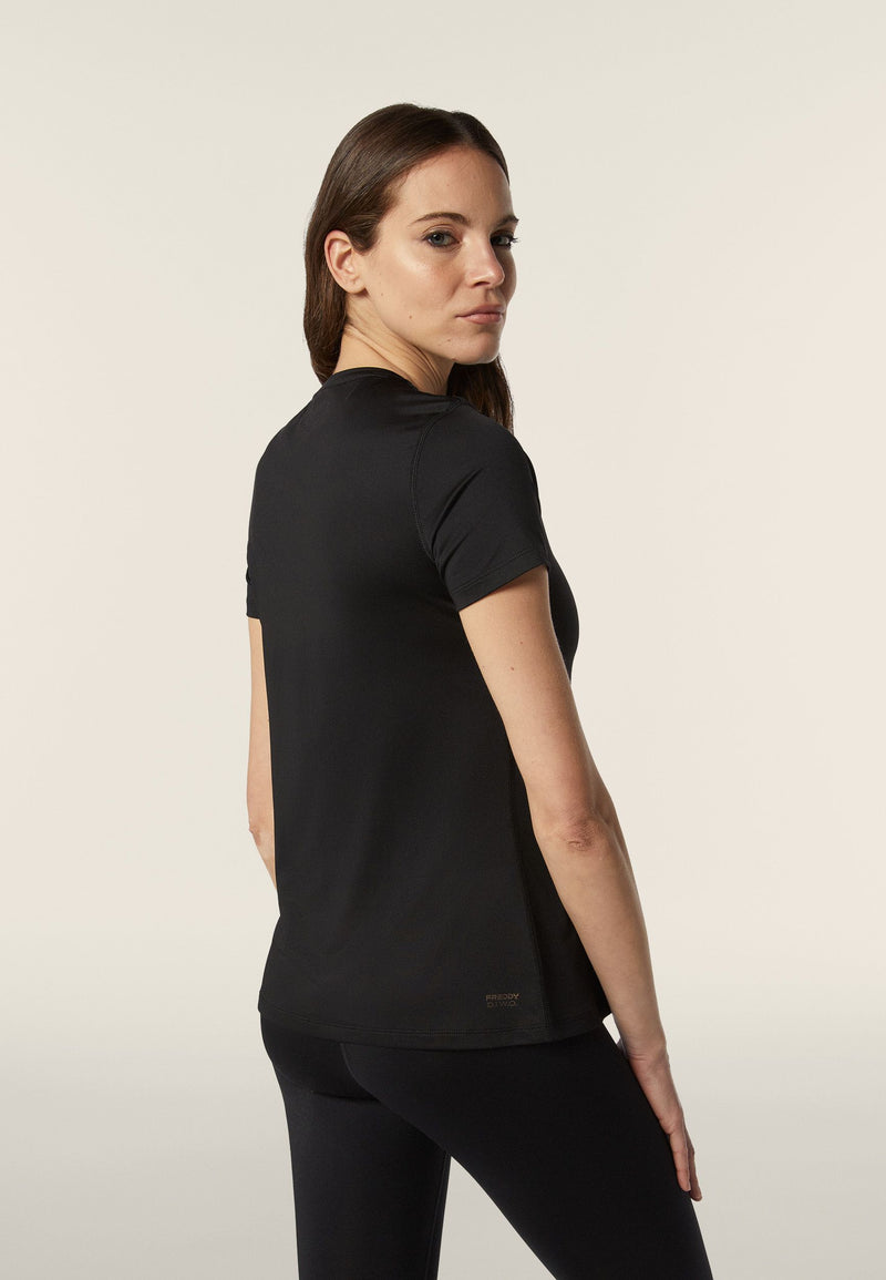 Carica immagine in Galleria Viewer, T-shirt sportiva in tessuto tecnico con logo bronzo