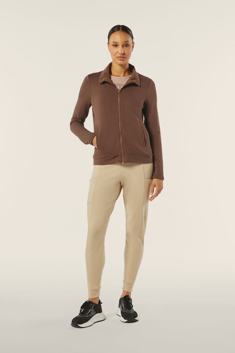 Carica immagine in Galleria Viewer, Felpa zip e collo alto con inserti a trecce su fianchi e collo