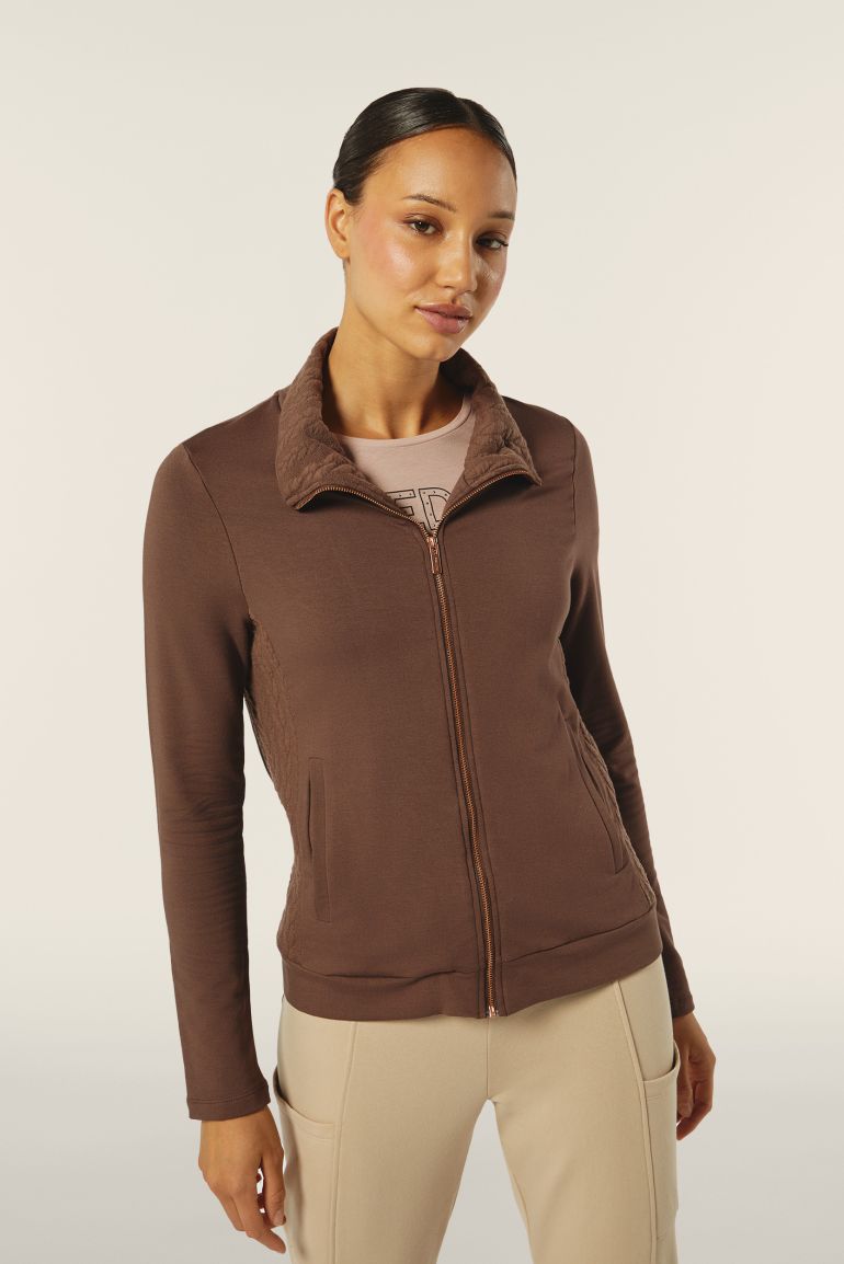 Carica immagine in Galleria Viewer, Felpa zip e collo alto con inserti a trecce su fianchi e collo