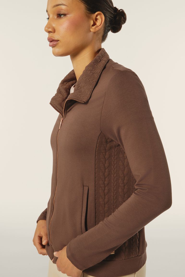 Carica immagine in Galleria Viewer, Felpa zip e collo alto con inserti a trecce su fianchi e collo