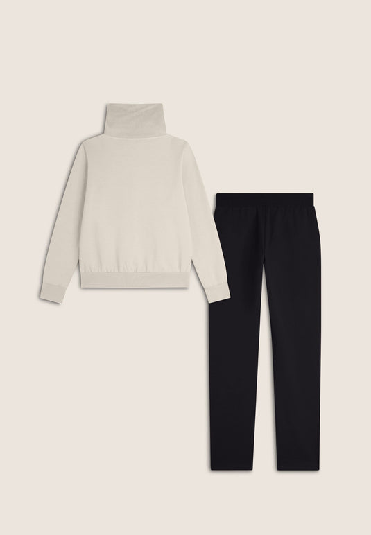 Tuta donna in felpa con zip e ampio collo in costina