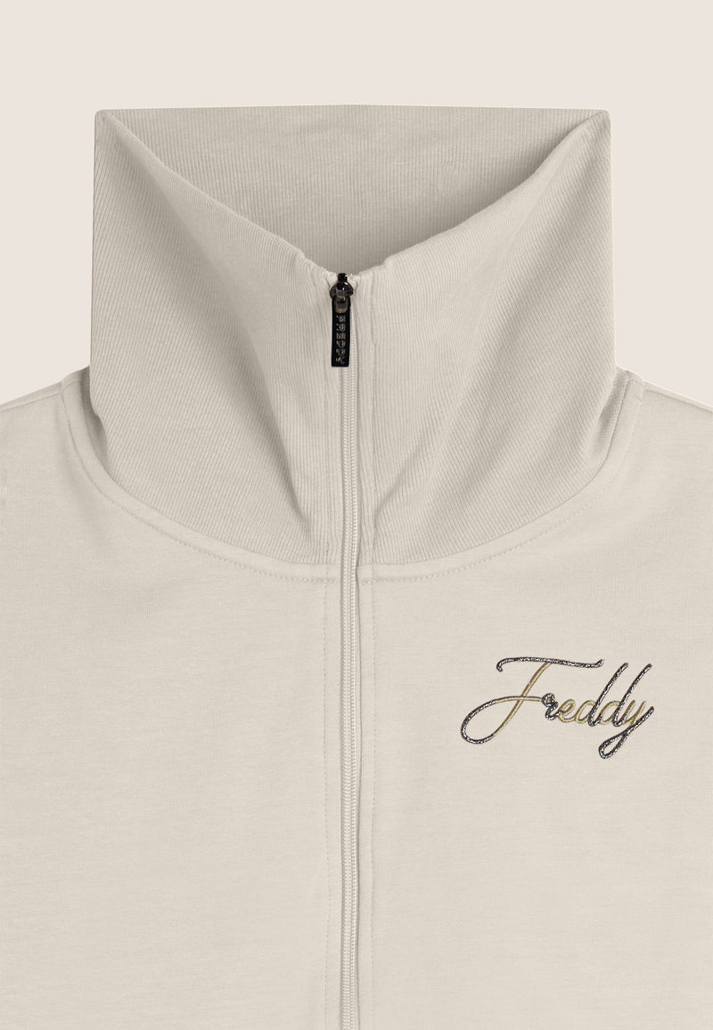 Carica immagine in Galleria Viewer, Tuta donna in felpa con zip e ampio collo in costina