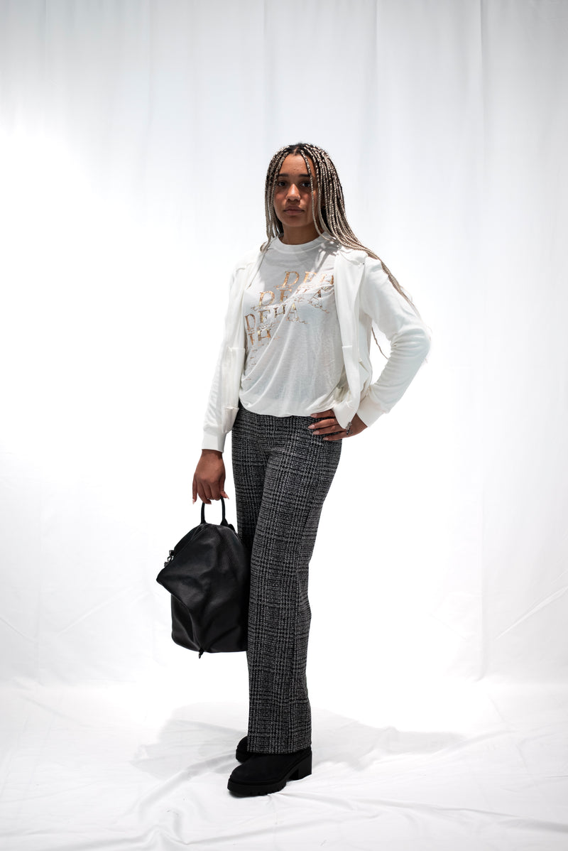 Carica immagine in Galleria Viewer, PANTALONE PALAZZO JACQUARD A QUADRI DEHA