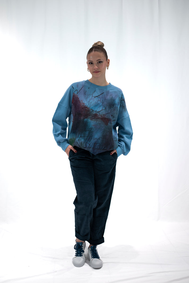 Carica immagine in Galleria Viewer, FELPA COMFY GIROCOLLO CON STAMPA DEHA