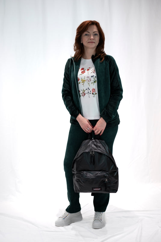 Giacca tuta donna in velluto verde smeraldo