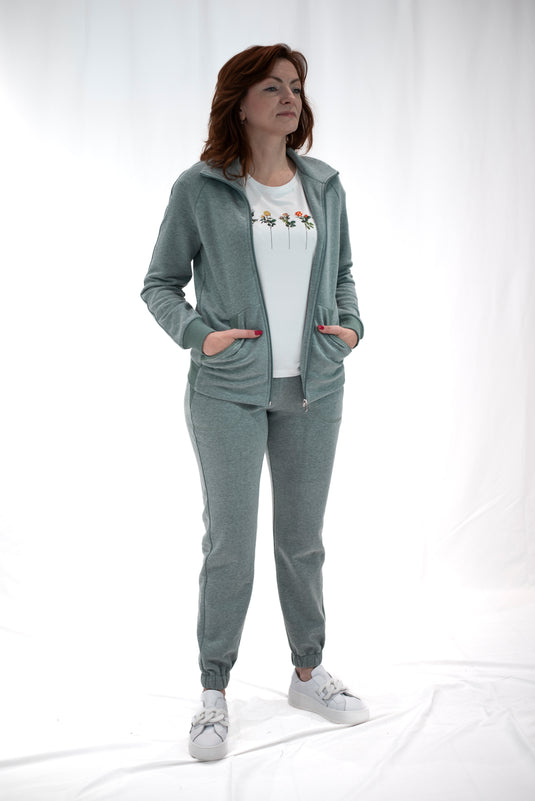 Pantalone tuta donna colore verde salvia