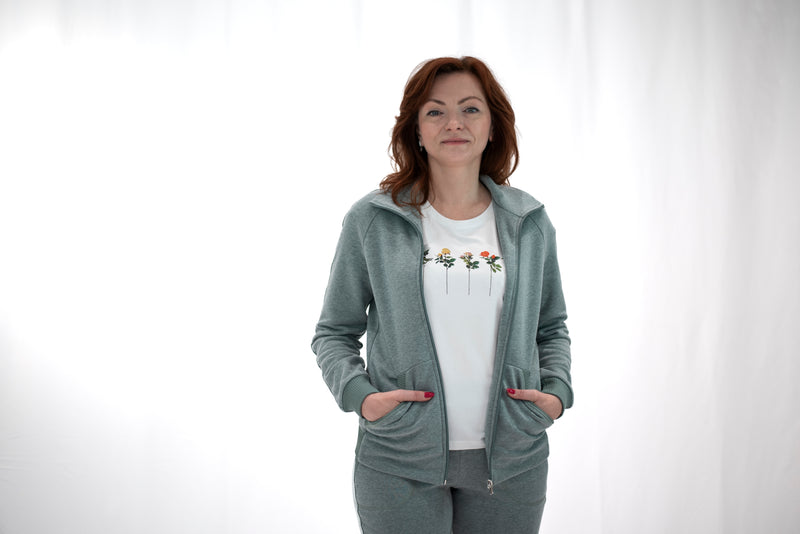 Carica immagine in Galleria Viewer, Giacca tuta donna in felpa colore verde salvia