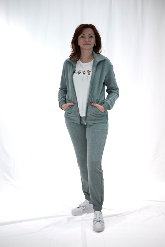 Pantalone tuta donna colore verde salvia