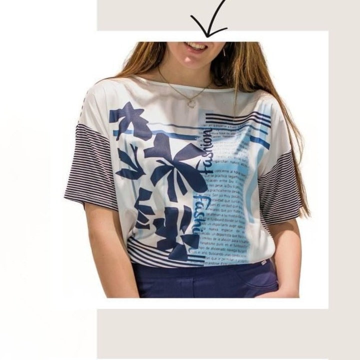 Carica immagine in Galleria Viewer, T-SHIRT CANCUN FANTASIA BLU