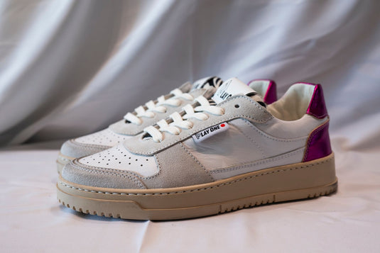 SNEAKERS KAMMI IN PELLE BIANCA, FUXIA E ZEBRATO