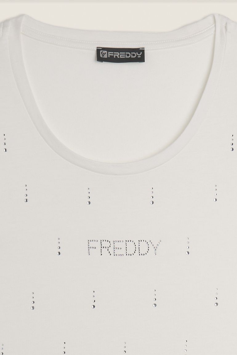 Carica immagine in Galleria Viewer, Canotta decorata da Strass in jersey modal