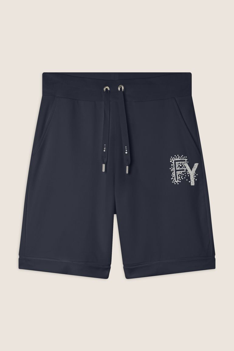 Carica immagine in Galleria Viewer, Pantaloni corti con Risvolto e Logo Strass