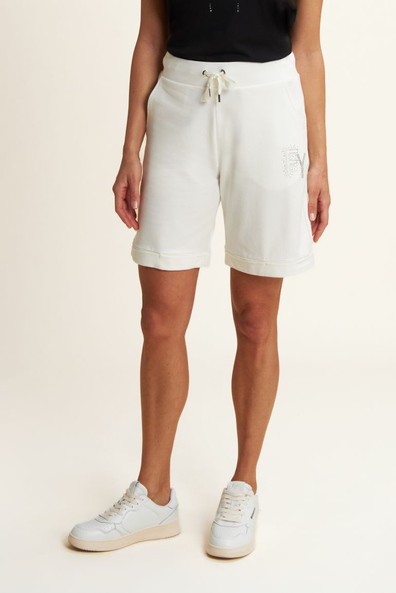 Carica immagine in Galleria Viewer, Pantaloni corti con Risvolto e Logo Strass