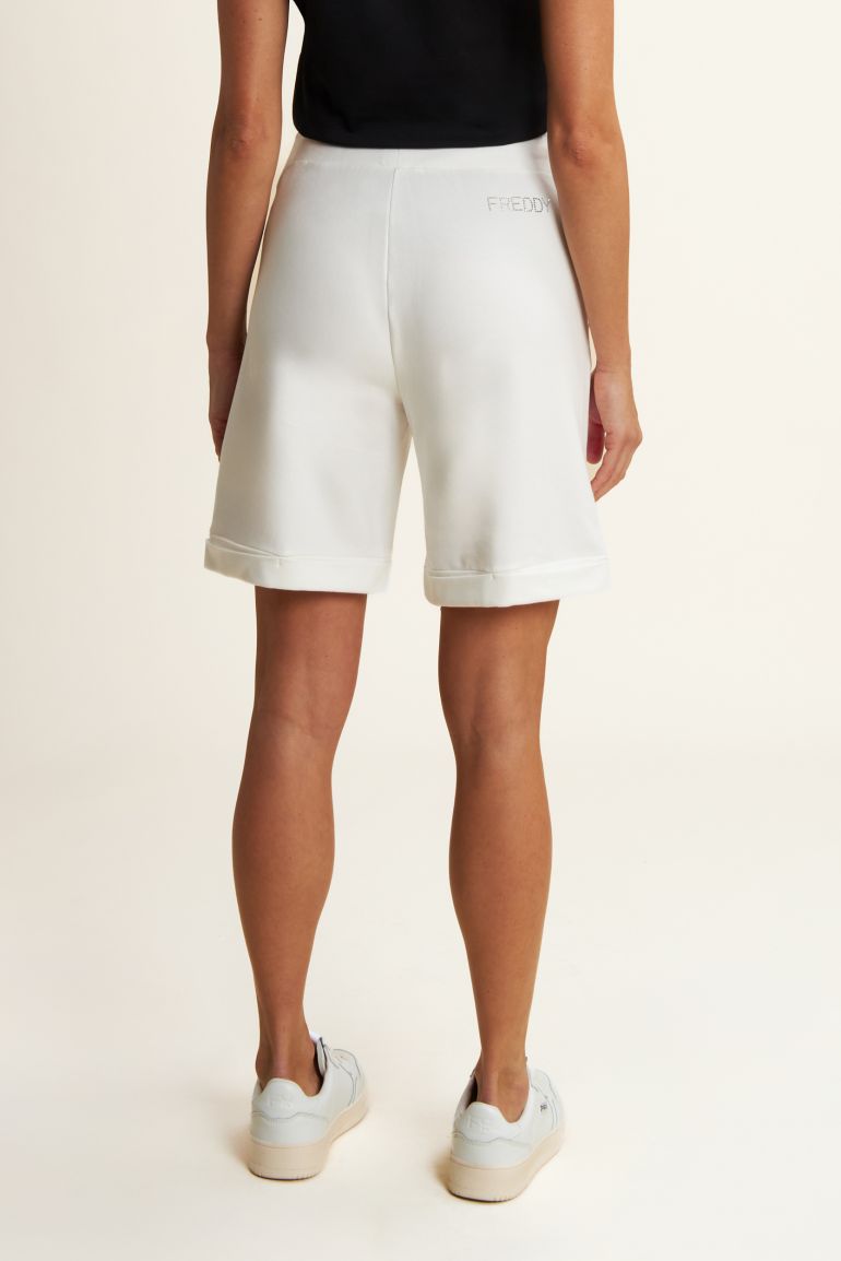 Carica immagine in Galleria Viewer, Pantaloni corti con Risvolto e Logo Strass