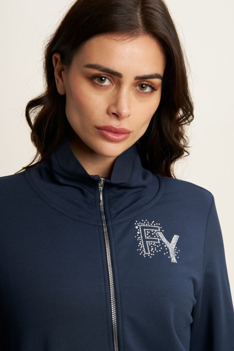 Carica immagine in Galleria Viewer, Felpa Zip e Collo Alto con dettaglio Effetto Seta