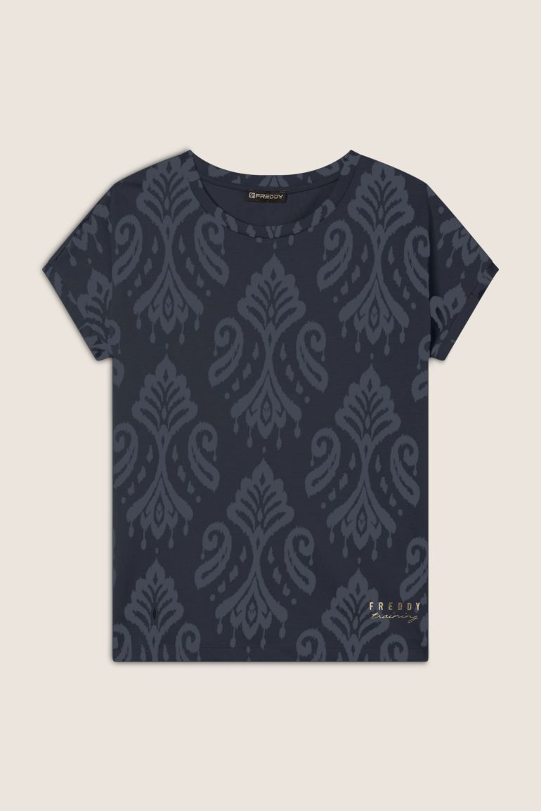 Carica immagine in Galleria Viewer, T-shirt floreale in jersey con maniche a kimono