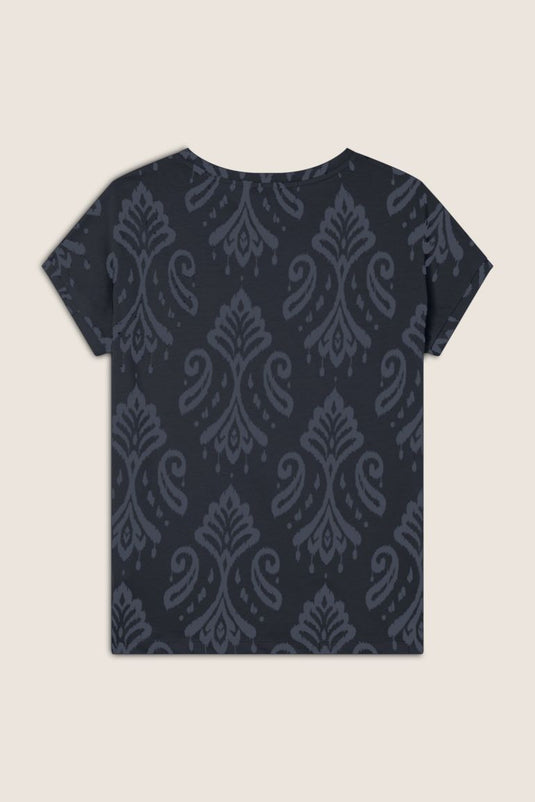 T-shirt floreale in jersey con maniche a kimono