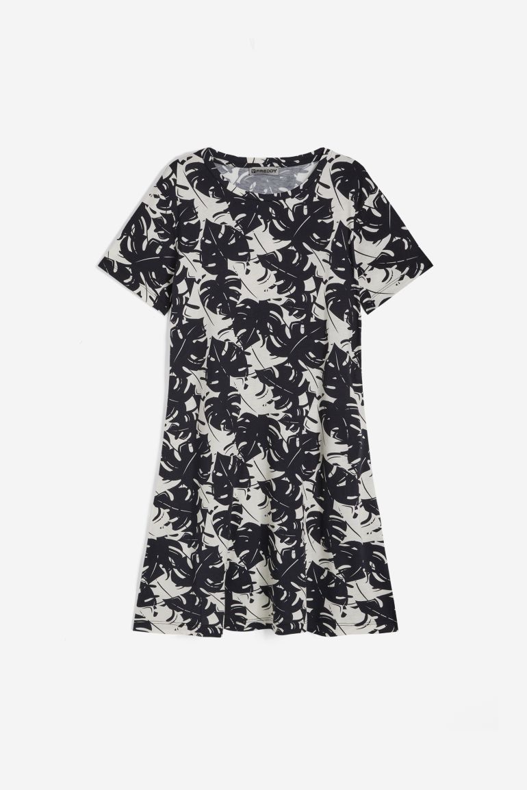 Carica immagine in Galleria Viewer, ABITO skater FREDDY in jersey modal stampa tropical all over