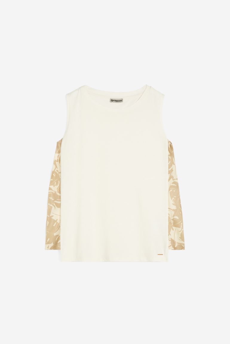 Carica immagine in Galleria Viewer, Canotta FREDDY con inserti laterali in viscosa stampa tropical